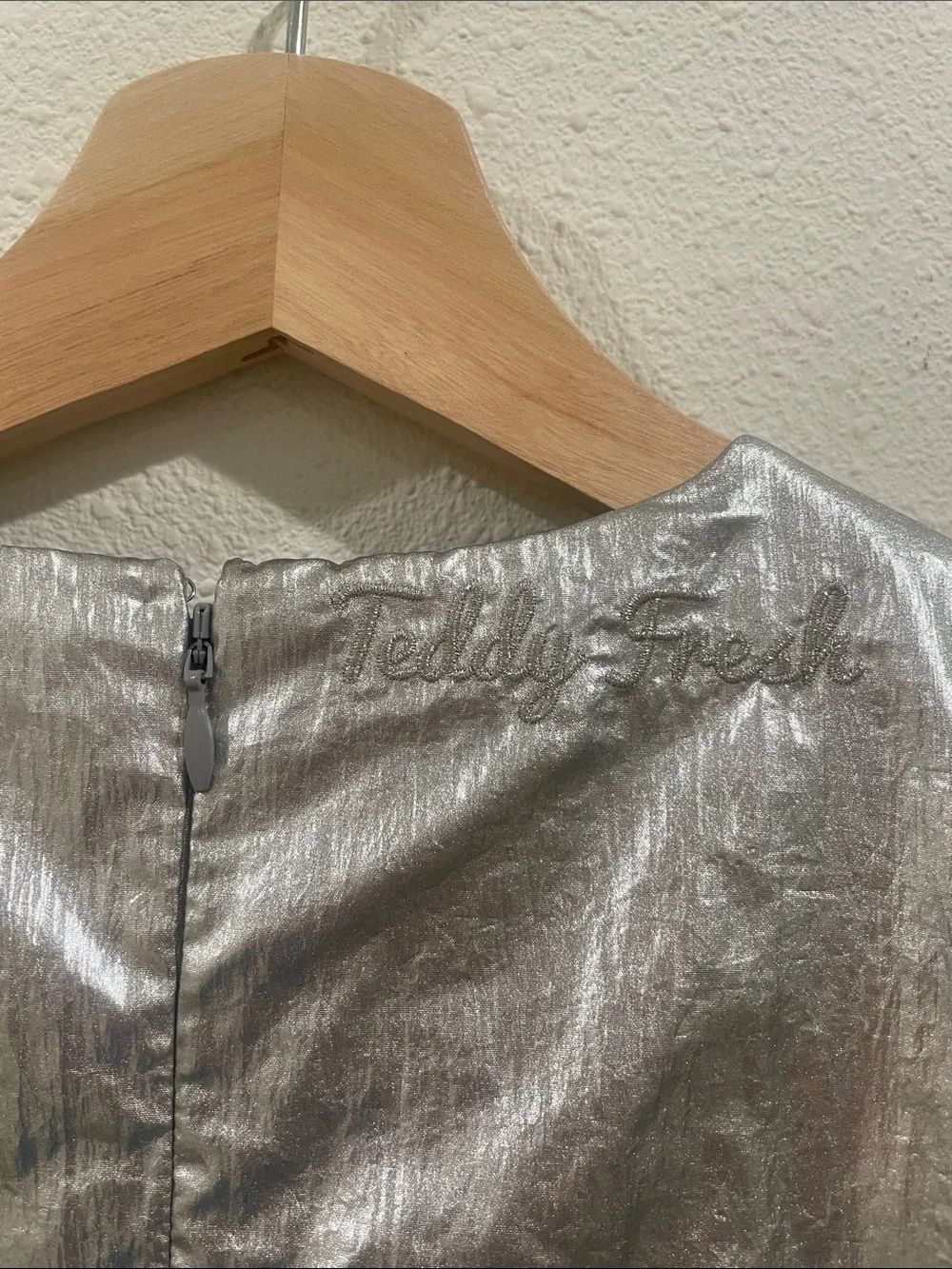 Teddy Fresh Metallic Silver Tiered Mini Dress Halloween Costume Party Size Small